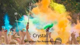  Presentation with marathon - Amazing presentation design having marathon people covered with color backdrop and a yellow colored foreground