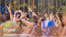  Presentation with marathon - PPT theme featuring marathon people covered with color background and a coral colored foreground