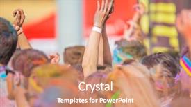  Presentation with explosion of colored powder - Cool new PPT layouts with marathon people covered with color backdrop and a coral colored foreground