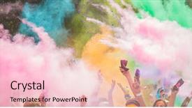  Presentation with color powder - Colorful slide set enhanced with marathon people covered with color backdrop and a lemonade colored foreground