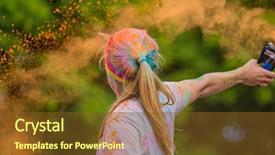  Presentation with color powder - Beautiful slide deck featuring marathon people covered with color backdrop and a tawny brown colored foreground