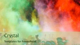  Presentation with color powder - Slides featuring marathon people covered with color background and a mint green colored foreground