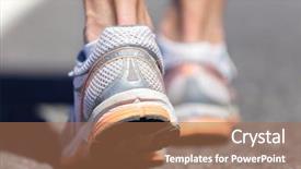  Presentation with marathon running race - Beautiful presentation featuring road with sports shoes backdrop and a coral colored foreground