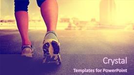  Presentation with healthy lifestyle - Colorful slides enhanced with marathon runner - woman with an athletic pair backdrop and a violet colored foreground