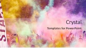  Presentation with runners - Slides enhanced with marathon runners with color background and a lemonade colored foreground