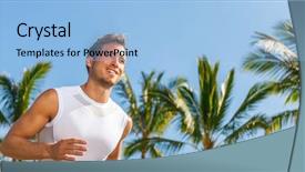  Presentation with marathon running race - Colorful presentation theme enhanced with marathons - run marathon race fitness man backdrop and a light blue colored foreground