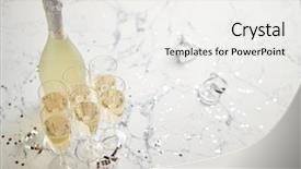  Presentation with champagne - Beautiful PPT theme featuring marble background party and holiday backdrop and a white colored foreground
