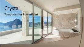  Presentation with room interior design - Presentation theme having marble bathroom modern design background and a mint green colored foreground