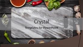  Presentation with wooden board for oktoberfest - Theme featuring marble board with different spices background and a light gray colored foreground