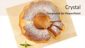  Presentation with cake bundt - Audience pleasing PPT theme consisting of marble bundt cake on cutting backdrop and a coral colored foreground