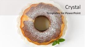  Presentation with white marble plate marble - PPT layouts having marble bundt cake on white plate background and a light gray colored foreground