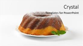 Presentation with white marble plate marble - Cool new PPT layouts with marble bundt cake on white plate backdrop and a white colored foreground