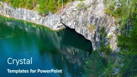  Presentation with cave - Amazing presentation theme having marble-canyon-with-cave backdrop and a ocean colored foreground