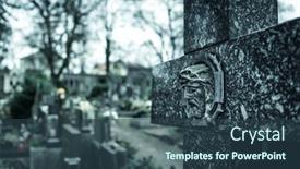  Presentation with cemetery - Slides featuring marble-cross-in-cemetery-tomb background and a ocean colored foreground