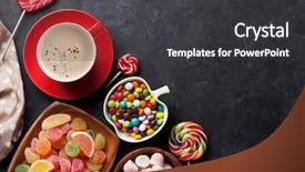  Presentation with jelly - Slides featuring coffee colorful candies jelly background and a dark gray colored foreground