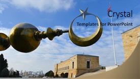  Presentation with turkey style travel - Presentation theme with dark clouds - mausoleum of ataturk - ankara background and a teal colored foreground