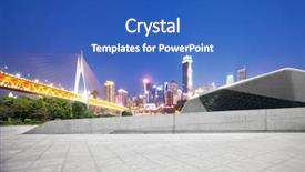  Presentation with suspension - PPT layouts with empty marble floor and modern suspension and cityscape of chongqing at night background and a teal colored foreground