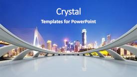  Presentation with suspension - Cool new theme with empty marble floor and modern suspension and cityscape of chongqing at night backdrop and a cobalt blue colored foreground