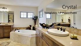  Presentation with wide - Slide deck with marble granite - wide angle view of bathroom background and a  colored foreground