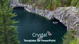  Presentation with mountain lake - Amazing presentation theme having marble-lake-in-ruskeala-mountain backdrop and a ocean colored foreground