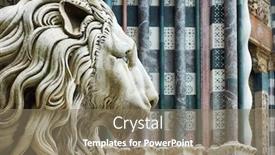  Presentation with lion - Beautiful theme featuring marble-lion-s-head-statue backdrop and a coral colored foreground