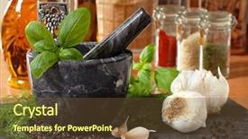  Presentation with mortar - Amazing presentation theme having marble mortar and pestle backdrop and a tawny brown colored foreground