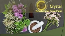  Presentation with aromatherapy oil - Amazing PPT theme having marble mortar with pestle backdrop and a tawny brown colored foreground