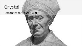  Presentation with roman catholic - Presentation design featuring marble-statue-of-bishop-leonardo background and a light gray colored foreground