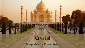  Presentation with agra - Beautiful PPT theme featuring marble taj mahal in india backdrop and a coral colored foreground