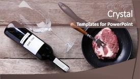 Presentation with steak - Beautiful theme featuring marbled beef steak and wine backdrop and a gray colored foreground