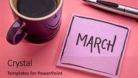  Presentation with black ink - Slide deck consisting of march - handwriting in black ink background and a coral colored foreground