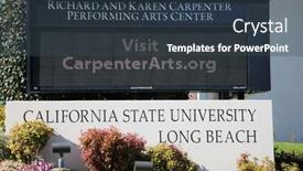  Presentation with performing arts - Amazing PPT theme having march-15-2021-long-beach backdrop and a ocean colored foreground