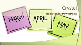  Presentation with black ink - Slides consisting of march april and may - handwriting background and a  colored foreground