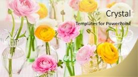  Presentation with flowers vase - Beautiful presentation theme featuring march birthday - beautiful spring flowers in vase backdrop and a blonde colored foreground