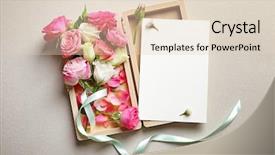  Presentation with box - PPT theme consisting of march birthday - box with beautiful flowers background and a lemonade colored foreground