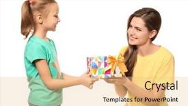 Presentation with present history - PPT layouts having march birthday - cute little girl giving present background and a lemonade colored foreground