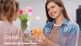  Presentation with season greeting 2022 - Slide deck consisting of march birthday - cute little girl greeting her background and a coral colored foreground