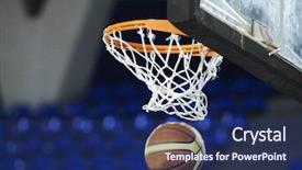  Presentation with march madness basketball - Cool new slides with march madness basketball - ball in hoop backdrop and a navy blue colored foreground