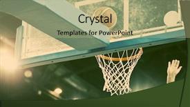  Presentation with march madness basketball - Slide set featuring march madness basketball - ball in hoop background and a mint green colored foreground