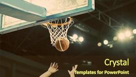  Presentation with march madness basketball - Amazing presentation theme having march madness basketball - ball in hoop backdrop and a tawny brown colored foreground