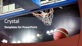  Presentation with march madness basketball - Amazing slide deck having march madness basketball - ball in hoop backdrop and a dark gray colored foreground
