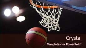  Presentation with march madness basketball - PPT theme with march madness basketball - ball in hoop background and a wine colored foreground