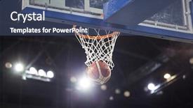  Presentation with march madness basketball - Beautiful theme featuring march madness basketball - ball in hoop backdrop and a ocean colored foreground