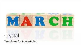  Presentation with alphabet - Beautiful slides featuring march word formed by wood backdrop and a  colored foreground
