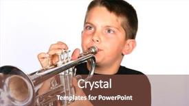  Presentation with trumpet - Slide set with marching band - boy playing trumpet background and a tawny brown colored foreground