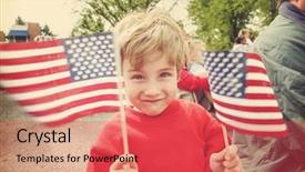  Presentation with boy band - Beautiful PPT theme featuring marching band - boy watching a parade holding backdrop and a red colored foreground