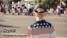  Presentation with marching band - Amazing slide set having marching band - child watching an independence day backdrop and a coral colored foreground