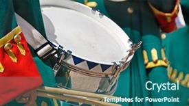  Presentation with marching band - Cool new presentation theme with marching band - close-up of a soldier backdrop and a ocean colored foreground
