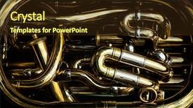  Presentation with marching band - Beautiful presentation theme featuring marching band - detail of the brass pipes backdrop and a tawny brown colored foreground