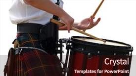  Presentation with clipping - Colorful slides enhanced with marching band - hands of the drummer isolated backdrop and a wine colored foreground